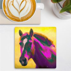 Vibrant Abstract Equine Art Uv Print Square Tile Coaster  by ExtraGoodSauce