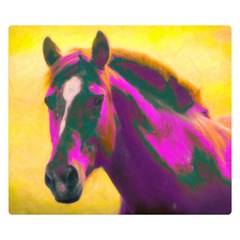 Vibrant Abstract Equine Art Premium Plush Fleece Blanket (small) by ExtraGoodSauce