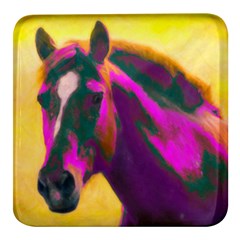 Vibrant Abstract Equine Art Square Glass Fridge Magnet (4 Pack) by ExtraGoodSauce