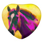 Vibrant Abstract Equine Art Heart Glass Fridge Magnet (4 pack) Front