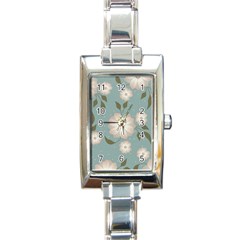 Flora Floral Flower Flowers Pattern Rectangle Italian Charm Watch by Apenda