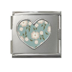 Flora Floral Flower Flowers Pattern Mega Link Heart Italian Charm (18mm)