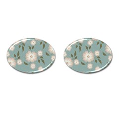 Flora Floral Flower Flowers Pattern Cufflinks (oval) by Apenda