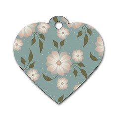 Flora Floral Flower Flowers Pattern Dog Tag Heart (two Sides) by Apenda