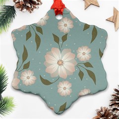 Flora Floral Flower Flowers Pattern Snowflake Ornament (two Sides)