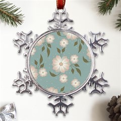 Flora Floral Flower Flowers Pattern Metal Large Snowflake Ornament by Apenda