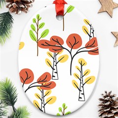 Tree Auntumn Leaf Oval Ornament (two Sides)