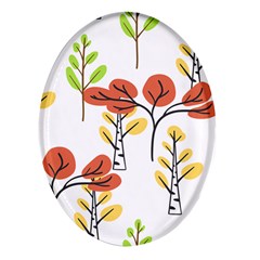 Tree Auntumn Leaf Oval Glass Fridge Magnet (4 Pack) by anzea