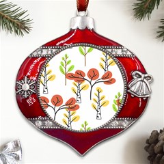 Tree Auntumn Leaf Metal Snowflake And Bell Red Ornament