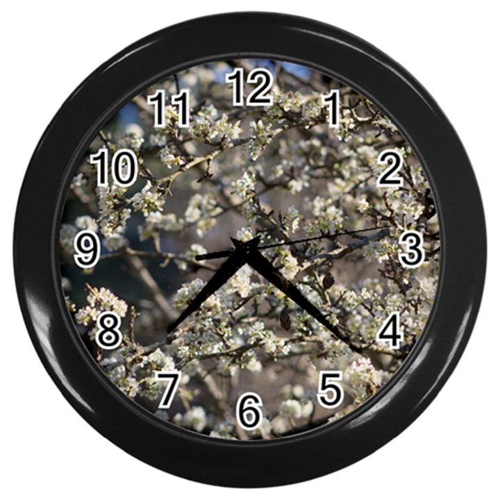 Pear Tree in Full Bloom Wall Clock (Black)