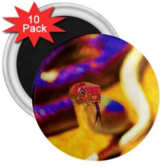 Vibrant Forked-tongue Snake Art 3  Magnets (10 Pack)  by ExtraAwesomeSauce