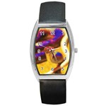 Vibrant Forked-Tongue Snake Art Barrel Style Metal Watch Front