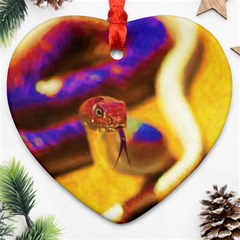 Vibrant Forked-tongue Snake Art Heart Ornament (two Sides)