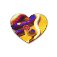 Vibrant Forked-tongue Snake Art Rubber Coaster (heart) by ExtraGoodSauce