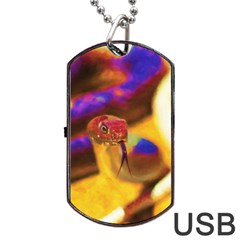 Vibrant Forked-tongue Snake Art Dog Tag Usb Flash (one Side) by ExtraGoodSauce