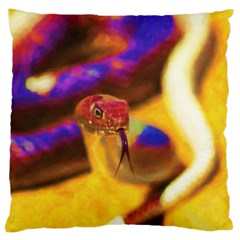 Vibrant Forked-tongue Snake Art Large Cushion Case (one Side) by ExtraAwesomeSauce