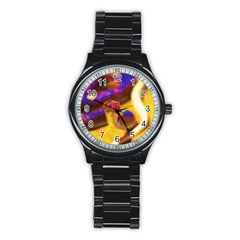 Vibrant Forked-tongue Snake Art Stainless Steel Round Watch by ExtraGoodSauce