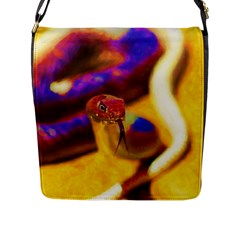 Vibrant Forked-tongue Snake Art Flap Closure Messenger Bag (l) by ExtraGoodSauce