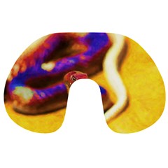 Vibrant Forked-tongue Snake Art Travel Neck Pillow by ExtraGoodSauce