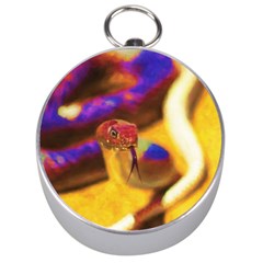 Vibrant Forked-tongue Snake Art Silver Compasses by ExtraGoodSauce