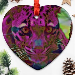 Pink And Purple Leopard Ornament (heart)