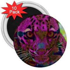 Pink And Purple Leopard 3  Magnets (10 Pack)  by ExtraGoodSauce