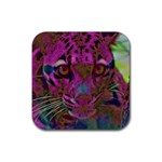 Pink and Purple Leopard Rubber Coaster (Square) Front