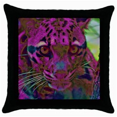 Pink and Purple Leopard Throw Pillow Case (Black)