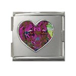 Pink and Purple Leopard Mega Link Heart Italian Charm (18mm) Front