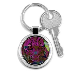 Pink And Purple Leopard Key Chain (round) by ExtraGoodSauce