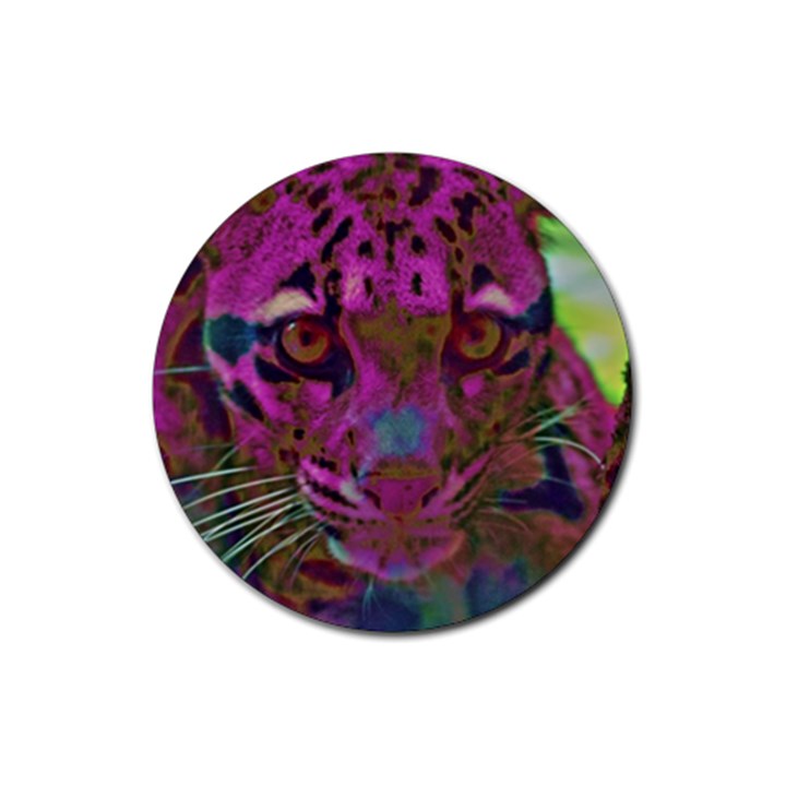 Pink and Purple Leopard Rubber Round Coaster (4 pack)