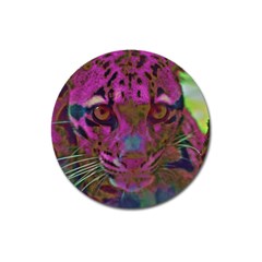 Pink And Purple Leopard Magnet 3  (round) by ExtraGoodSauce