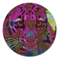 Pink And Purple Leopard Magnet 5  (round) by ExtraGoodSauce