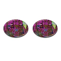 Pink And Purple Leopard Cufflinks (oval) by ExtraGoodSauce