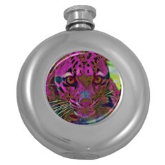 Pink And Purple Leopard Round Hip Flask (5 Oz) by ExtraGoodSauce