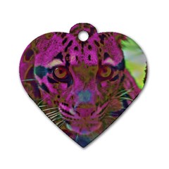 Pink And Purple Leopard Dog Tag Heart (two Sides) by ExtraGoodSauce