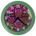 Pink and Purple Leopard Color Wall Clock Front