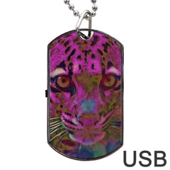 Pink And Purple Leopard Dog Tag Usb Flash (one Side) by ExtraGoodSauce