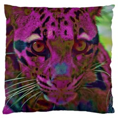 Pink And Purple Leopard Large Cushion Case (one Side) by ExtraGoodSauce