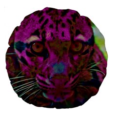 Pink And Purple Leopard Large 18  Premium Round Cushions by ExtraGoodSauce