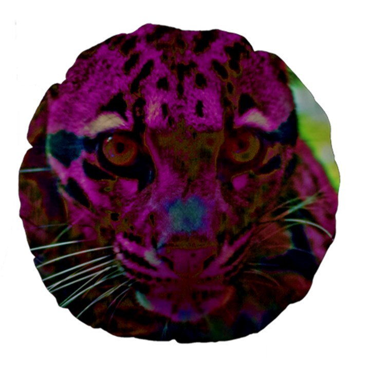 Pink and Purple Leopard Large 18  Premium Round Cushions