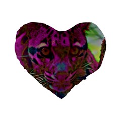 Pink And Purple Leopard Standard 16  Premium Heart Shape Cushions by ExtraGoodSauce