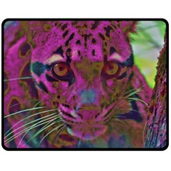 Pink And Purple Leopard Two Sides Fleece Blanket (medium) by ExtraGoodSauce