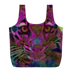 Pink And Purple Leopard Full Print Recycle Bag (l) by ExtraGoodSauce