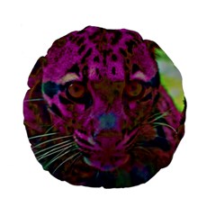 Pink And Purple Leopard Standard 15  Premium Flano Round Cushions by ExtraGoodSauce