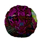 Pink and Purple Leopard Standard 15  Premium Flano Round Cushions Front