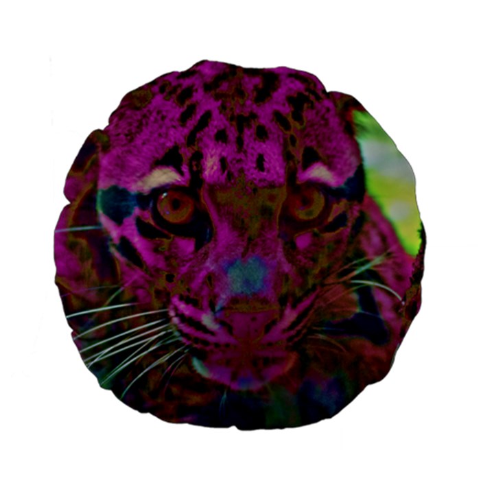 Pink and Purple Leopard Standard 15  Premium Flano Round Cushions