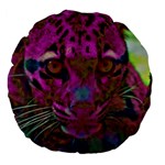 Pink and Purple Leopard Large 18  Premium Flano Round Cushions Front