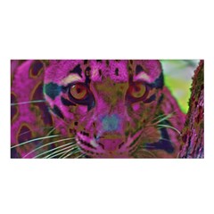 Pink and Purple Leopard Satin Shawl 45  x 80 