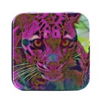 Pink and Purple Leopard Square Metal Box (Black) Front